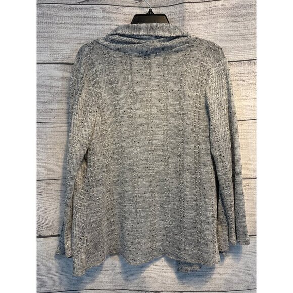 Zealous Light Grey Open-Front Knit Cardigan Size LP - Picture 3 of 4